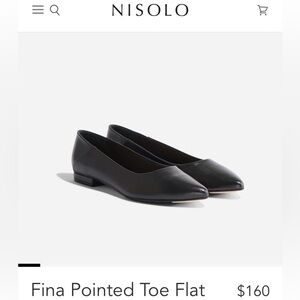 Nisolo New in Box Black Fina Pointed Toe Leather Flats Size 10